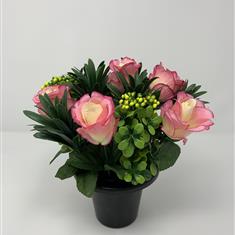 Artificial grave pot - pink 